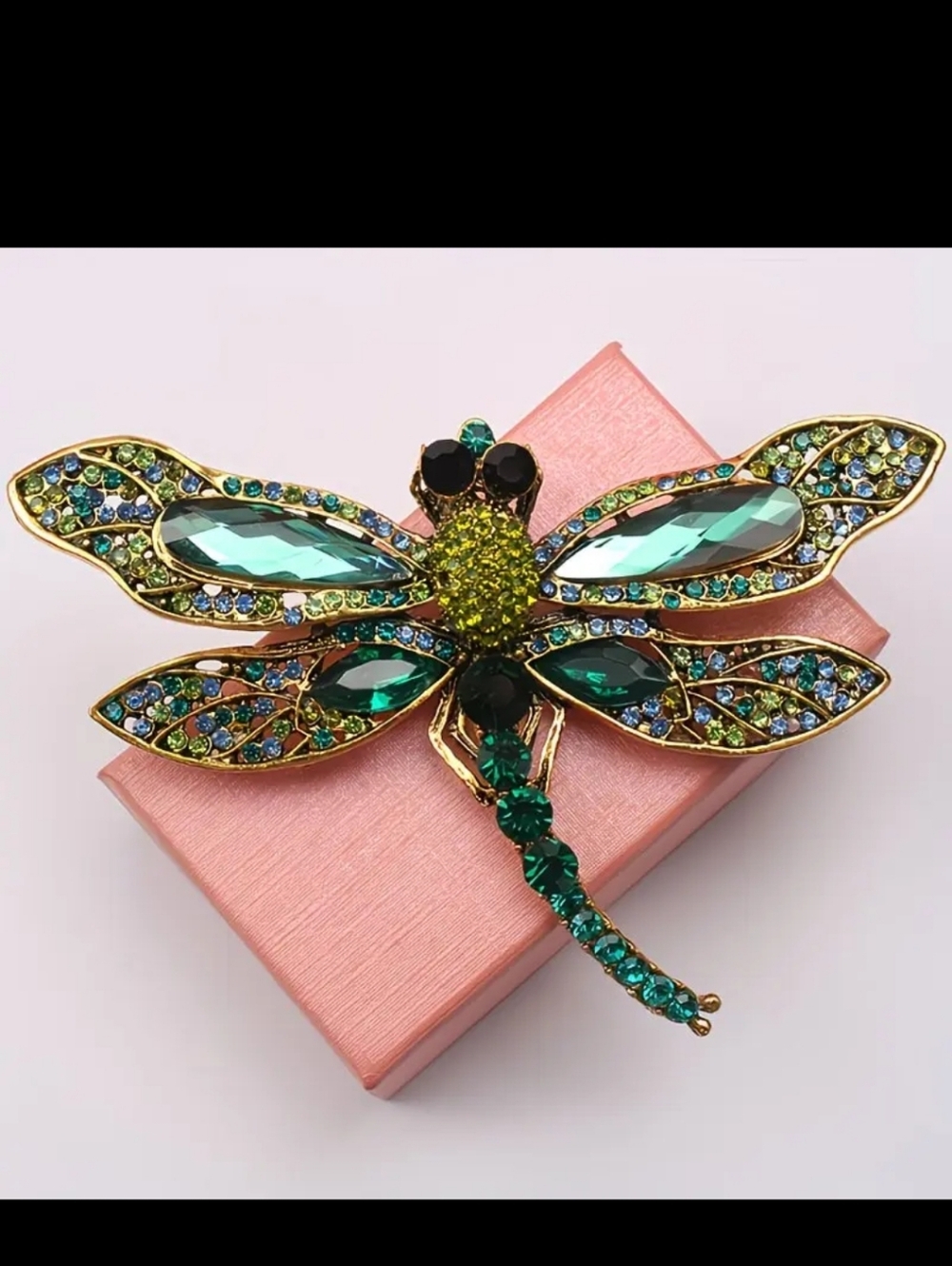 🆕️💙 EMERALD GREEN  RHINESTONE CRYSTAL DRAGONFLY BROOCH PIN 💙